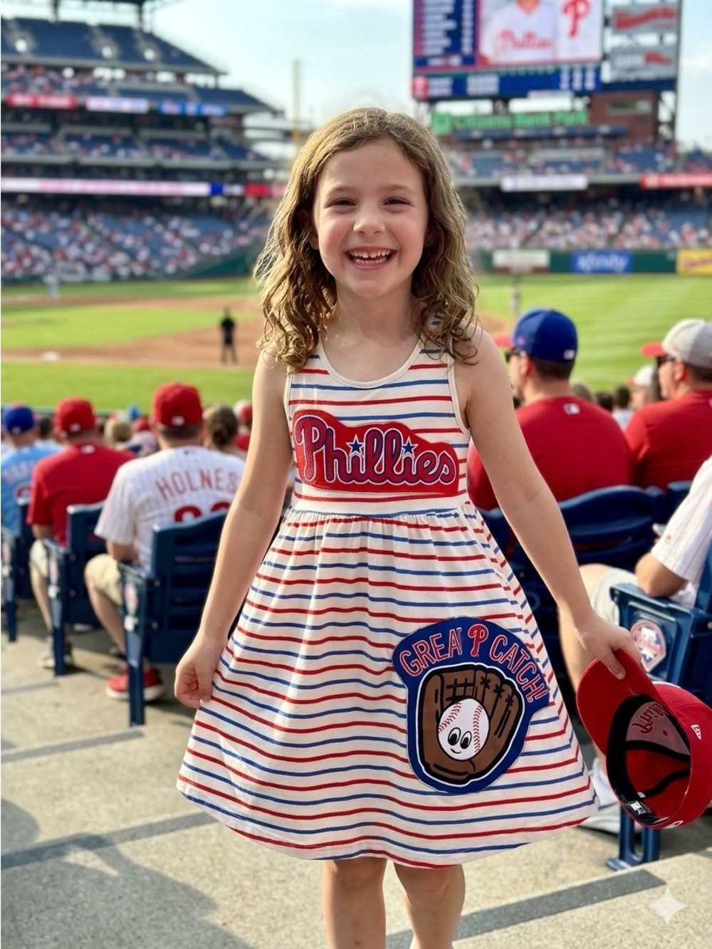 Hanna Andersson Size 120/130 cm Striped Custom Phillies Baseball Dress